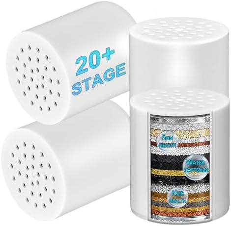4-Pack 20 Stage Shower Filter Replacement Cartridge - Shower Head Filter Replacement Cartridge for Hard Water, Chlorine, Heavy Metals, High Output Shower Water Softener by Homewarm