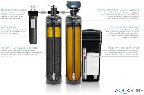 Aquasure Signature Elite Complete Whole House Water Treatment System with Digital Metered Control Water Softener, Conditioner and 75 GPD RO Reverse Osmosis Filtration (72,000 Grains) - Image 6