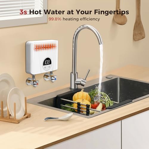 CAMPLUX Tankless Water Heater Electric 120V, 3500W Point of Use Instant Hot Water Heater, Save Space for Sink Wall Mounted LED Digital Display CSA Certified - Image 5