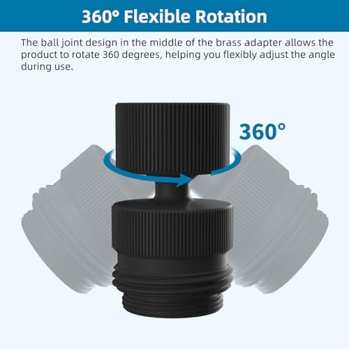 Hibbent Sink Faucet to Garden Hose Adapter, 360-Degree Swivel 55/64 Inch Female Thread, Sink Hose Attachment for Faucet Adapter Connector, Matte Black - Image 3