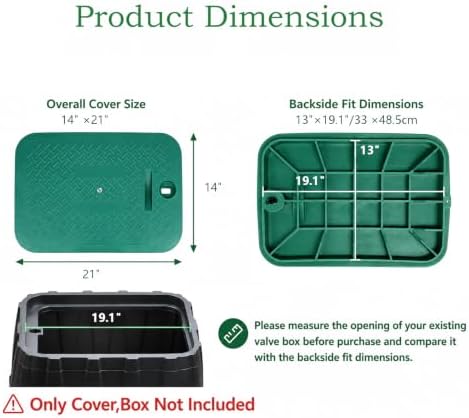 Sprinkler Valve Box Cover - Automatic Irrigation System Replacement Protective Cap for Outdoor Underground Watering, 21" W x 14" H, 1 Pc (Square 14" x 21") - Image 2