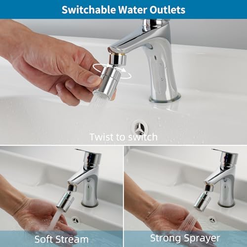 Hibbent NSF/ANSI/CAN 61 & cUPC Certified 2 Modes Faucet Aerator, Chrome - Image 3