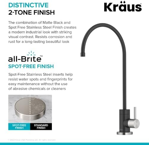 KRAUS® Purita™ Single Handle Drinking Water Filter Faucet for Reverse Osmosis or Water Filtration System in Spot-Free Stainless Steel/Matte Black, FF-100SFSMB - Image 4