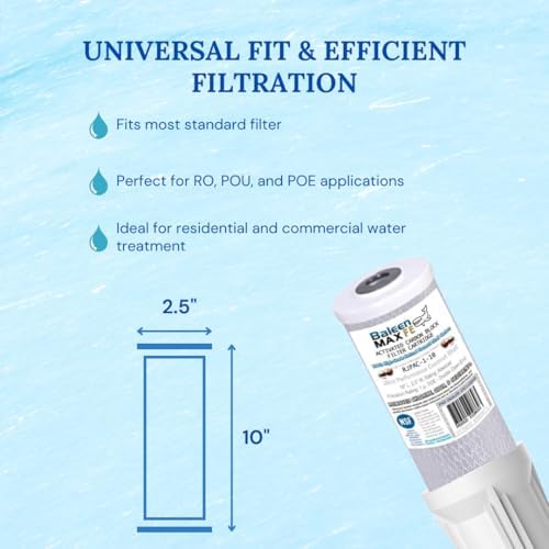 1 Micron 2.5" x 10" CTO Coconut Shell Carbon Water Filter Cartridge - Image 3