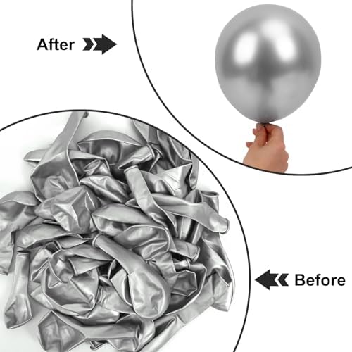 APLANET 150pcs Silver Balloons Different Sizes 18 12 10 5 Inch, Latex Balloons for Silver Themed Birthday Wedding Baby Shower Party, Grad Anniversary Supplies, Arch Kit Decoration - Image 5