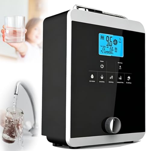 Alkaline Water Ionizer Machine, pH 3-11 Water Purifier with Built-in Filter, 800mV ORP, Auto-Cleaning, Produces 8000L of Pure Water, Black by Unknown