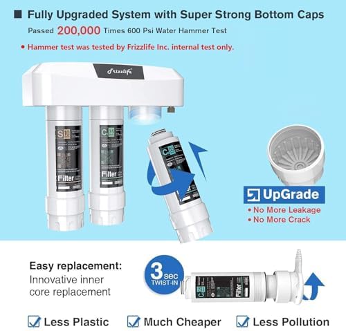 Frizzlife Under Sink Water Filter System, NSF/ANSI 53&42&372 Certified, 8 Layer 0.5 Micron Water Filtration Reduces PFAS, PFOA/PFOS, Chloramine, Lead, Chlorine, with Brushed Nickel Faucet, SP99 New - Image 6