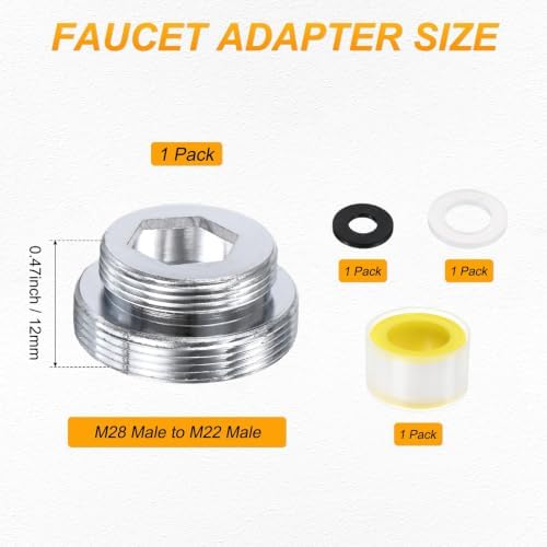 M METERXITY 1-Pack Faucet Adapter, M28 Male to M22 Male, for Kitchen - Image 3