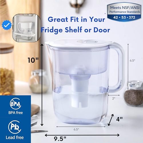7-Cup Water Filter Pitcher & 3 Filters & Electronic Filter Change Reminder - Image 2