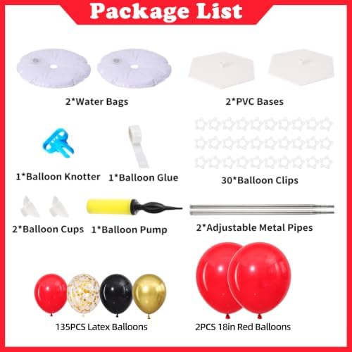 Red and Black Gold Balloon Column Stand Kit Set of 2 for Floor - Image 3