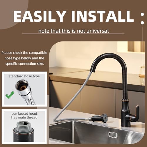 Angle Simple Kitchen Faucet Head Oil Rubbed Bronze, Sprayer Replacement - Image 6