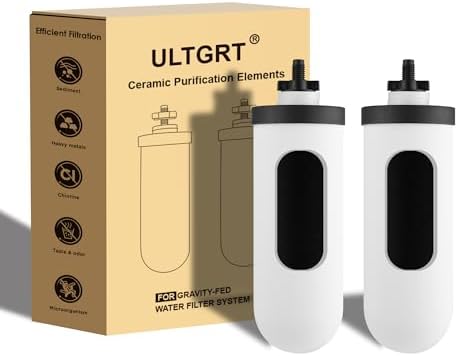 2-Stage Filtration Ceramic Purification Elements Washable and Reusable 8.5-Inch Composite Ceramic Filters Replacement For Gravity Water Filtration System 2 Pack by ULTGRT