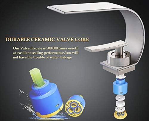 becola Modern Bathroom Faucet, Low Arc Brass Ceramic Valve Vanity Single Hole Bathroom Sink Faucet, Touch On Single Handle Hot and Cold Water Mixer Tap - Brushed Nickel - Image 5