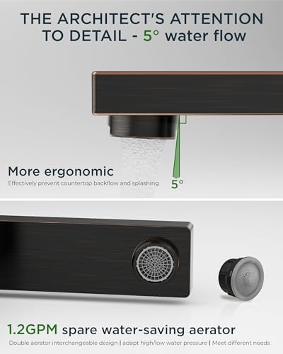 FORIOUS 3 Hole Oil Rubbed Bronze Bathroom Faucet Widespread Square, Antique - Image 4