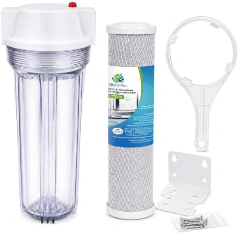 CFS Water Filter Housing Kit, 10 x 2.5 in, 1/2 in NPT, Carbon Block by CompleteFiltrationServices