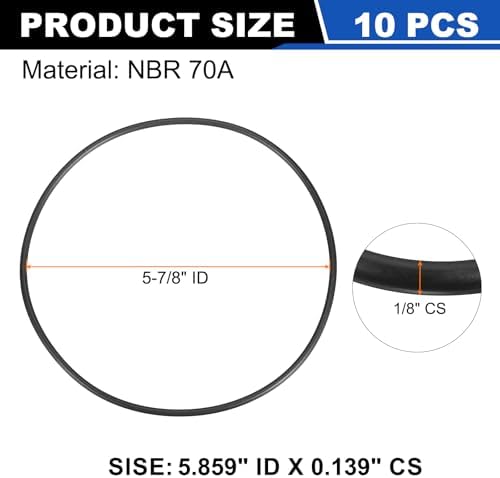 uxcell 10Pcs AS-257 NBR 70A O-Rings 5-7/8"ID x 1/8"CS/5.859"ID x 0.139"CS - Image 2