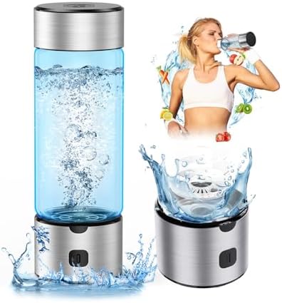 Hydrogen Water Bottle for Skin & Wellness 460ml Rechargeable Hydrogen Generator with SPE/PEM Technology, Anti Aging Hydrogen Rich Water in 3 Mins, Portable for Women, Travel, Home, Beauty by IJEUH