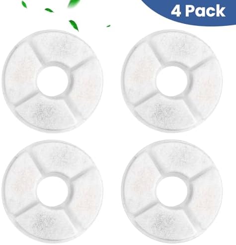 Cat Water Fountain Filter Replacement, 4 Pcs Cat Fountain Filters Dia is 5" with 3-Filtration System, Round Cats Carbon Filters Compatible with 81oz /2.4L Round Automatic Pet Fountain Water Dispenser - Image 5