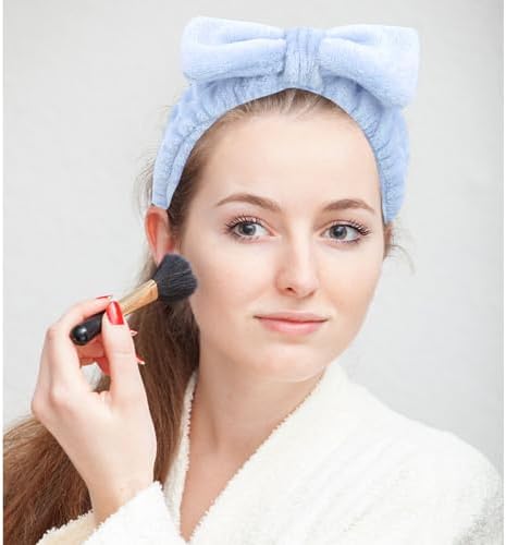 Ondder Blue Spa Headbands - Fuzzy Terry Cloth Face Wash Headbands for Women - Image 6