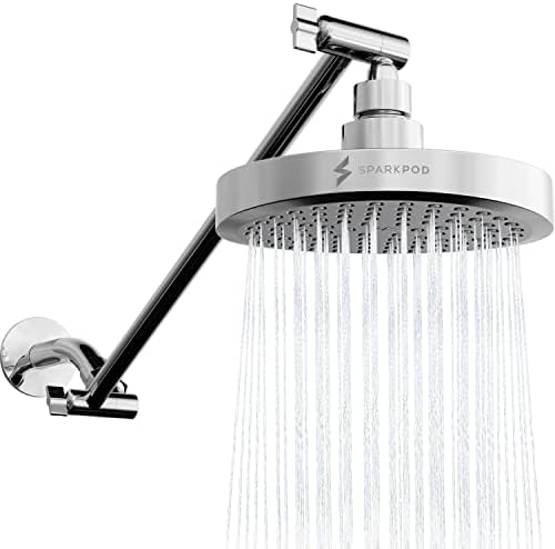 SparkPod 6" Round Rain Shower Head with 16" Shower Arm by SparkPod