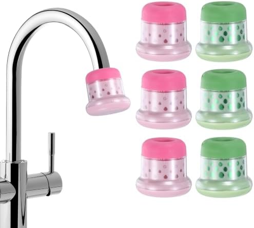 M METERXITY 6-Pack Mushroom Shaped Faucet Water Filter, Green/Pink by MMETERXITY