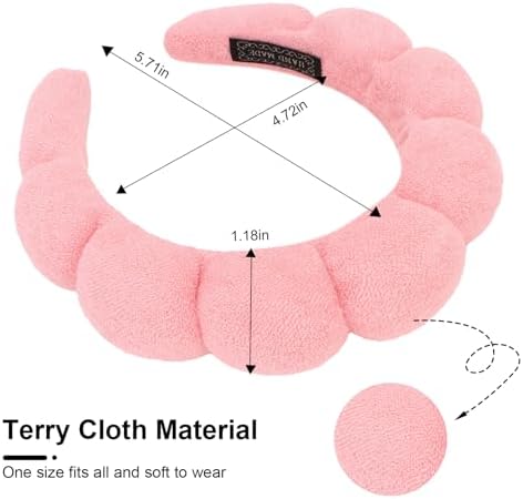 3 Pack Spa Headbands - Terry Cloth Puffy Hair Bands for Skincare, Makeup Removal, and Facial Cleansing - Image 2