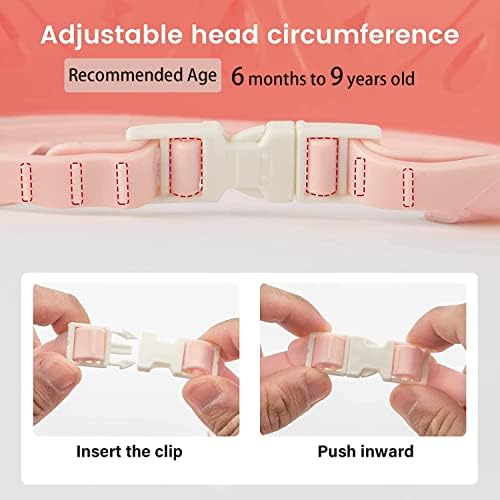 Baby Shower Cap Shield, Shower Cap for Kids, Visor Hat for Eye and Ear Protection for 0-9 Years Old Children,Cute Dinosaur/Crocodile/Hippo shape Makes the Baby Bath More Fun (Hippo, Red) - Image 3