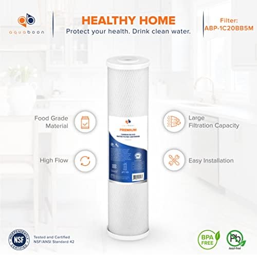 Aquaboon 5 Micron 20 x 4.5 Premium Whole House Water Filter Replacement Cartridge Carbon Block Chlorine Reduction for 1-Stage Water Filtration System 1 Pack - Image 4