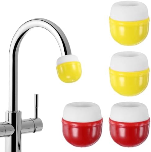 M METERXITY 4-Pack Mushroom Shaped Faucet Water Filter, Red/Yellow by MMETERXITY