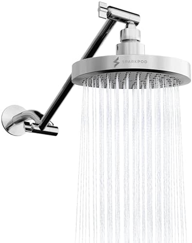 SparkPod 6" Round Rain Shower Head with 11" Shower Arm by SparkPod
