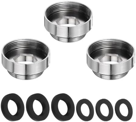 uxcell 3Pcs Faucet Adapter Kit, Male 0.85in to Female 0.94in Kitchen Sink Stainless Steel Tap Aerator Adapter Set to Connect Garden Hose, Water Filter, Standard Hose Diverter by uxcell
