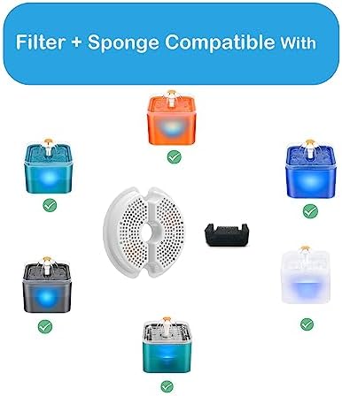 12 Pack Cat Water Fountain Filters with Sponges for 67oz/2l Pet Fountain Replacement Filter Compatible with AONBOY,iPettie & Wonder Creature NEUCOMBBT - Image 2
