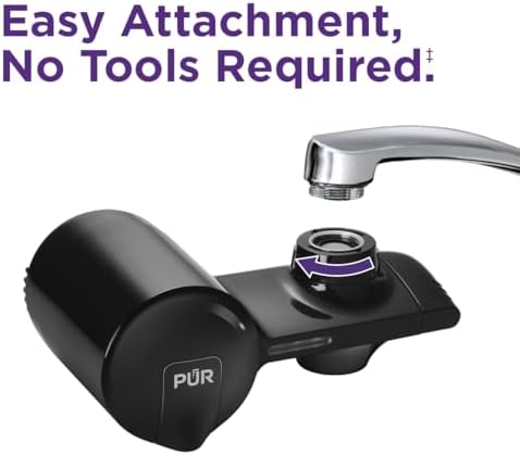 PUR Horizontal Faucet Mount Water Filtration System with Lead Reducing Filter for Cleaner, Filtered Tap Water, Lasts 100 Gallons, Sink Water Filter, Fits Most Kitchen or Bathroom Faucets, Black - Image 5