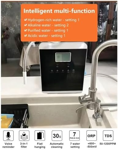 Alkaline Water Ionizer Machine, 11-Plate Multi-Function Household Water Filter System with Platinum Coating, Adjustable pH Levels, Hydrogen-Rich Drinking Water for Home Use White - Image 3