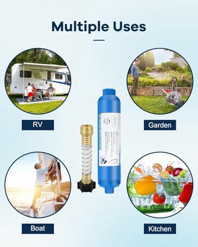 RV Inline Water Filter with 2 Flexible Hose Protector, Reduces Chlorine, Bad Taste, Corrosion, Rust, Sediments and Turbidity, Ideal for RVs, Garden, Gardening, Car Washing, Planting, 2 Pack - Image 5
