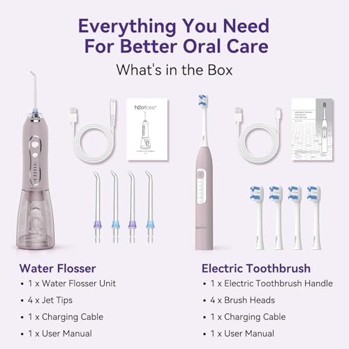 H2ofloss Electric Toothbrush and Water Flosser Combo, 2-in-1 Oral Care Kit - Image 6