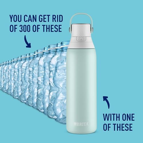 Brita Stainless Steel Premium Filtering Water Bottle, BPA-Free, Reusable, Insulated, Replaces 300 Plastic Water Bottles, Filter Lasts 2 Months or 40 Gallons, Includes 1 Filter, Glacier - 20 oz - Image 3