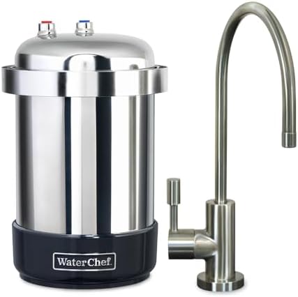 WaterChef Premium Under-Sink Water Filtration System U8500 with Designer Faucet (Brushed Nickel) | NSF/ANSI Certified 78 Contaminants | 600-Gal. | Stainless Steel | Made in USA by WaterChef