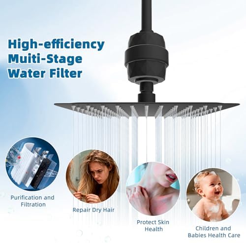 Universal Shower Head Filter, High-Output Shower Filter Hard Water, Black - Image 4