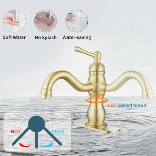 Bathroom Faucet Brushed Gold Single Handle One Hole - Image 6