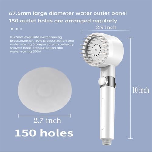 High Pressure Handheld Shower Head High Pressure Shower Heads- High Flow Even with Low Water Pressure - Hand Held Showerhead Set with 59″Replacement Hose/Bracket and Cotton Filters (true white) - Image 6