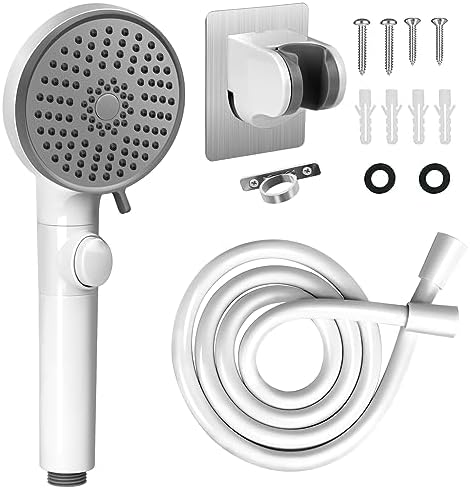 RV Shower Head with Hose, High Pressure 5 Mode Shower head Replacement, Showerheads for RV/Campers, Travel Trailer, Motorhome for Water Saving, Shower Head Holder and Hose, On Off Switch, White by FOCSPROD