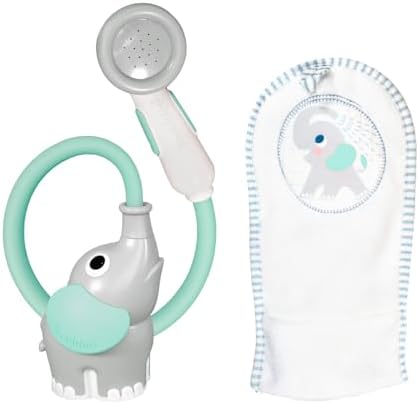 Yookidoo Elephant Baby Bath Toy Rinser with Washing Glove – Fun Battery-Operated Water Play & Trunk Spout Sprayer, Gentle Sink or Tub Bathing Essential for Newborns (Wash & Glove Turquiose) by Yookidoo