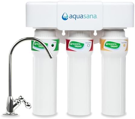 Aquasana Under Sink Water Filter System - Reduces PFAS, Lead, & Chlorine in Drinking Water - Under Counter Claryum Filtration for Kitchen - 3-Stage Max Flow - Chrome Faucet - AQ-5300+.56 by Aquasana
