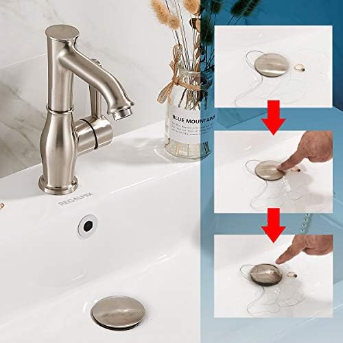 REGALMIX Bathroom Sink Drain with Overflow, Brushed Nickel Pop Up Drain 2 Pack, All Metal Bathroom Sink Stopper for Vanity Vessel Sink, Stainless Steel and Brass, RM083J-P2 - Image 5