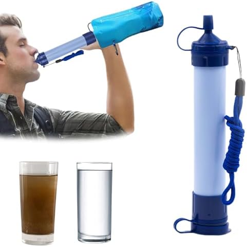 Water Straws Filter, Personal Backpacking Water Filter Straw Portable for Camping Hiking Travels (Light Blue) by Unknown