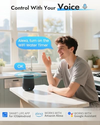 Insoma 2-Zone WiFi Water Timer for Garden Hose, WiFi Hose Timers with Brass Inlet, No-Gateway 2.4GHz Remote APP & Voice Control (Alexa/Google), Rain Delay & Manual Mode for Yard Lawn Garden Watering - Image 4