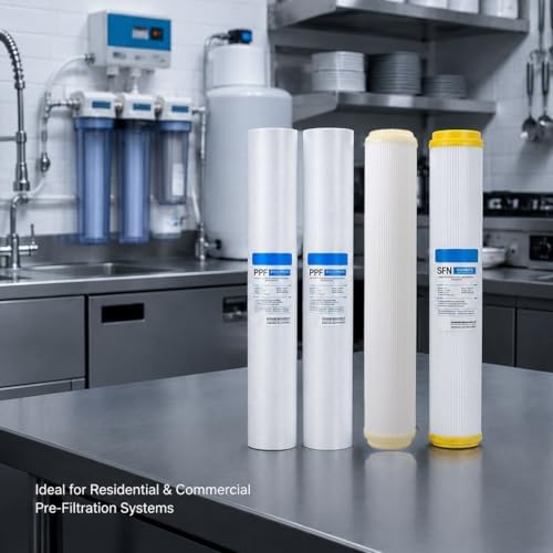 1 se 20 Inch 4 Stage Pre-Filtration System Replacement Set, with 2 x 1/5 Micron PP Sediment Filters + UF Membrane + SFN Filter for Whole House Water Treatment - Image 6