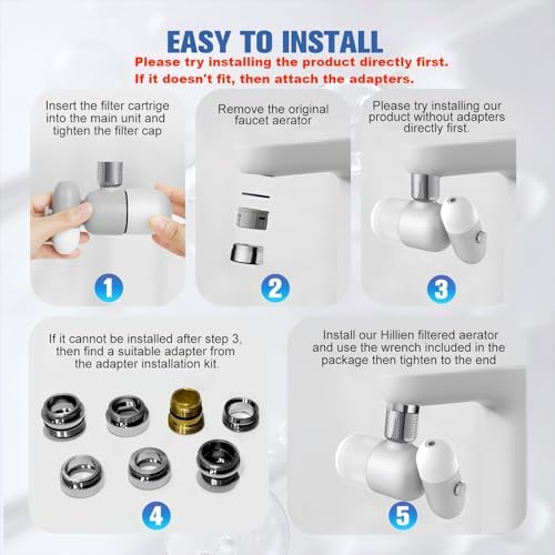 4 Modes Multifunctional Kitchen & Bathroom Water Filter for Sink Faucet with 2pcs Replacement Filters - 99.9% Chlorine Removal - Skin Hydration in 2 Weeks-Compatible with Most of Faucet - Image 6