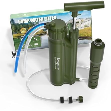 Portable 3-Stage Water Purifier Survival Pump with 0.01 Micron Ultrafiltration Membrane Water Purification System,Suitable for Hiking,Camping,Emergency Survival Water and Outdoor Activities by Joypur